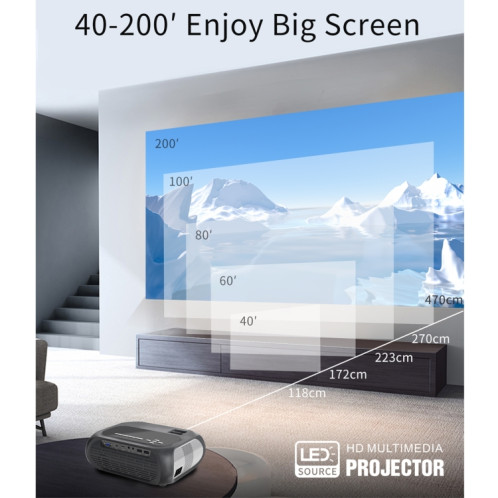 T7I 720P 200 ANSI Home Theater Led HD Digital Projecteur, la même version d'écran, Plug UE (gris argenté) SH002A1076-08