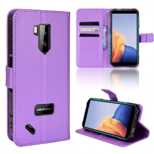 Pour Ulefone Armor x9 Coque de téléphone en cuir Texture de texture de diamant (violet) SH403D147-07