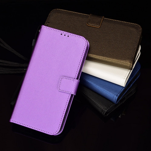Pour Ulefone Armor x9 Coque de téléphone en cuir Texture de texture de diamant (violet) SH403D147-07
