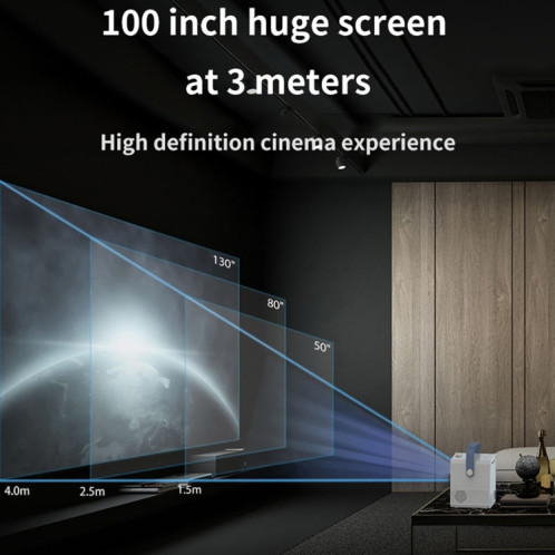 Projecteur HD 4K portable intelligent ZXL-Y8, prise US, spécification : version écran de téléphone (blanc) SH302A53-010