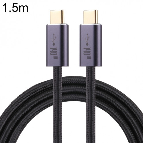 140W USB 2.0 USB-C / Type-C Homme au câble de données tressé mâle USB-C / C / C / C / C / Cable Longueur: 1,5 m (noir) SH602A580-04