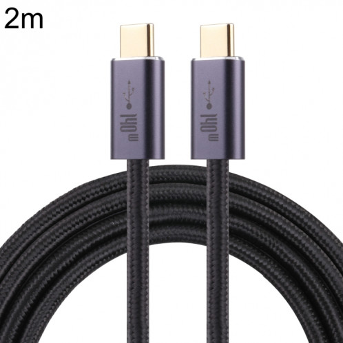140W USB 2.0 USB-C / Type-C mâle au câble de données tressé mâle USB-C / TYPE-C, longueur de câble: 2m (noir) SH603A1069-04