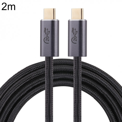 20 Gbps USB 3.2 USB-C / Type-C mâle au câble de données tressé masculin USB-C / C / C / C / C / de la longueur du câble: 2m (noir) SH204A1262-04