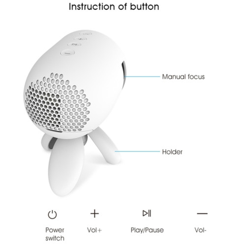 YG220 Même écran Version Enfants Projecteur Enfants Mini Projecteur de haut-parleur Home Portable à LED, Type de fiche: US Plug (Blanc) SH902B167-09