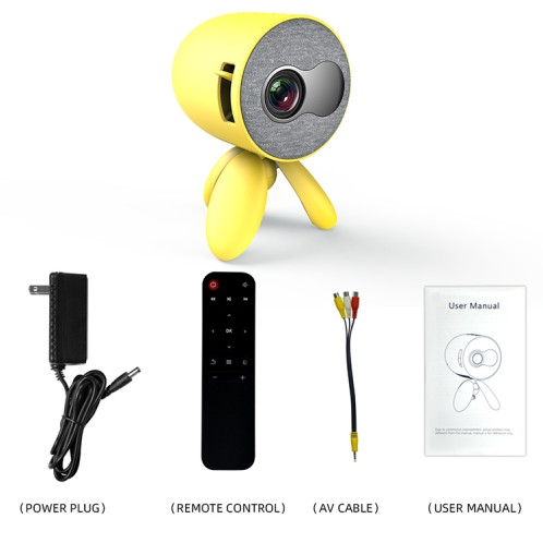 YG220 Même écran Version Enfants PROJECTEUR MINI LED PORTABLE PORTABLE HOMMEUR HOMMEUR PROJETOR, TYPE DE BOUCLE: AU Fiche (Jaune) SH904C1434-09