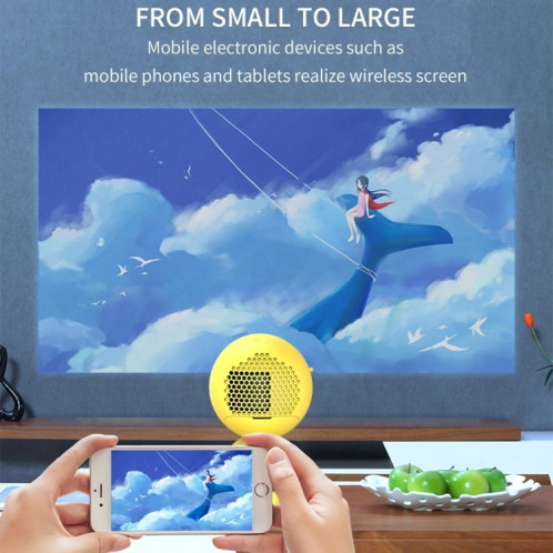 YG220 Même écran Version Enfants PROJECTEUR MINI LED PORTABLE PORTABLE HOMMEUR HOMMEUR PROJETOR, TYPE DE BOUCLE: AU Fiche (Jaune) SH904C1434-09