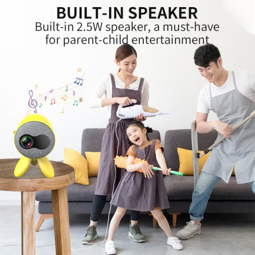 YG220 Même écran Version Enfants PROJECTEUR MINI LED PORTABLE PORTABLE HOMMEUR HOMMEUR PROJETOR, TYPE DE BOUCLE: AU Fiche (Jaune) SH904C1434-09