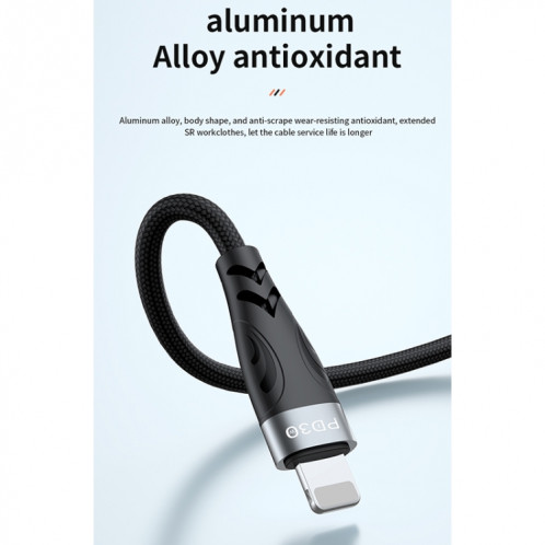 ADC-008 66W USB au câble de données de charge rapide USB-C / C / C, longueur de câble: 2m (gris noir) SH102A555-08