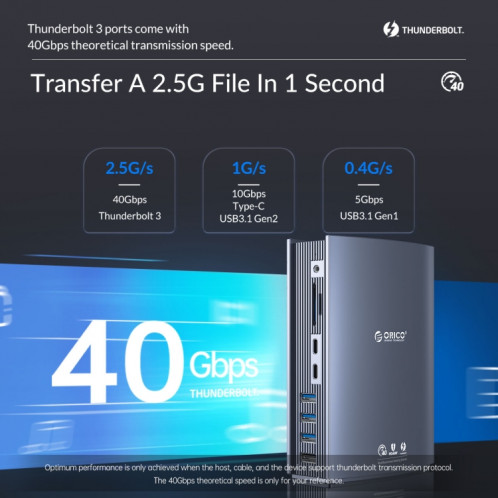 Station d'accueil Thunderbolt ORICO TB3-S3 Thunderbolt (gris) SO901A535-07