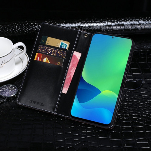 Pour Ulefone note 13P Idewei Crocodile Texture Horizontal Tableau Téléphone Téload Coffre (Noir) SI811G945-07