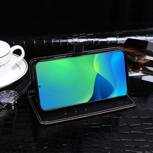 Pour Ulefone note 13P Idewei Crocodile Texture Horizontal Tableau Téléphone Téload Coffre (Noir) SI811G945-07