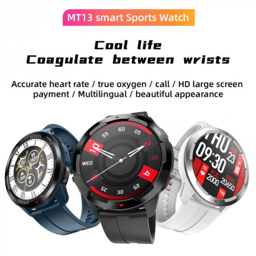 MT13 1,32 pouces TFT Smart Watch Smart Watch, Support Bluetooth Call & Alipay (Bleu) SH701B156-07