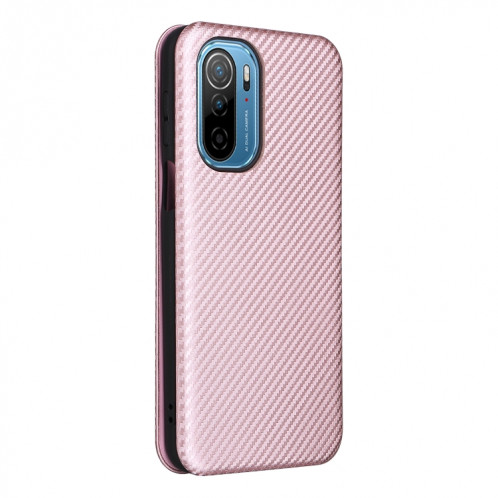 Pour Ulefone note 13P Texture de la fibre de carbone Magnetic Horizontal Flip PU Coque Téléphone (Rose) SH803A1586-07