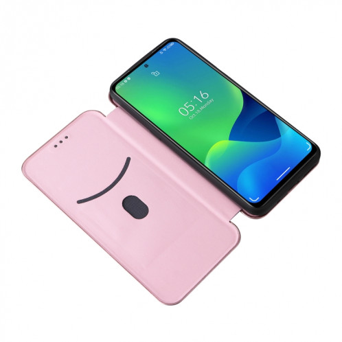 Pour Ulefone note 13P Texture de la fibre de carbone Magnetic Horizontal Flip PU Coque Téléphone (Rose) SH803A1586-07
