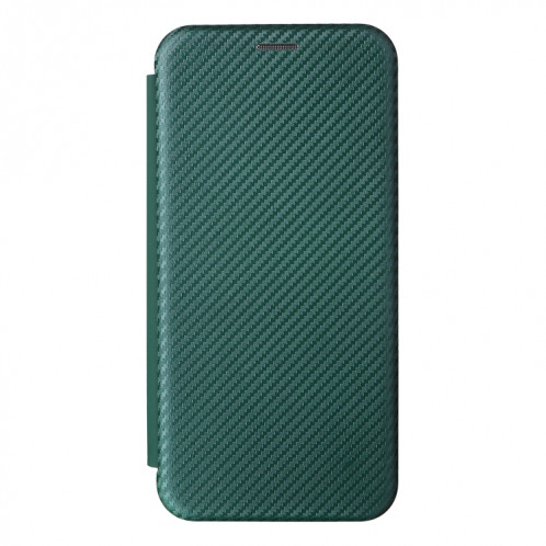 Pour Ulefone NOTE 13P Texture de la fibre de carbone Magnétique Horizontal Horizontal Flip Coque Téléphone (Vert) SH803B1757-07