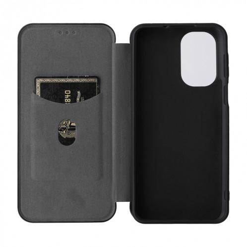 Pour Ulefone NOTE 13P Texture de la fibre de carbone Magnétique Horizontal Flip Coque Téléphone PU (Noir) SH803C1921-07
