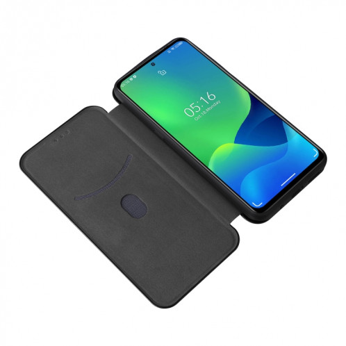 Pour Ulefone NOTE 13P Texture de la fibre de carbone Magnétique Horizontal Flip Coque Téléphone PU (Noir) SH803C1921-07