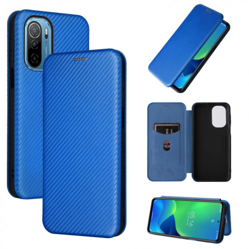 Pour Ulefone NOTE 13P Texture de la fibre de carbone Magnétique Horizontal Flip Case Téléphone PU (Bleu) SH803D785-07
