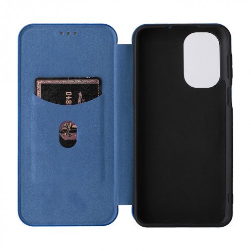 Pour Ulefone NOTE 13P Texture de la fibre de carbone Magnétique Horizontal Flip Case Téléphone PU (Bleu) SH803D785-07