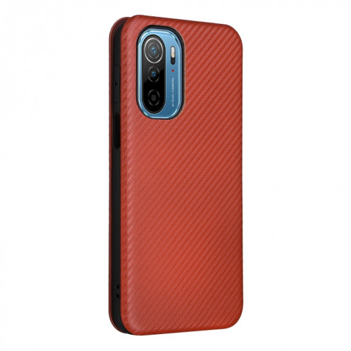 Pour Ulefone note 13P Texture de la texture de la fibre de carbone Horizontal Horizontal Flip PU (Brown) SH803E472-07