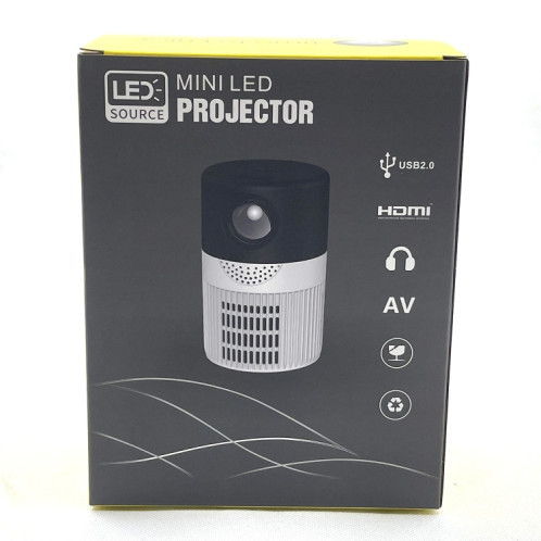 T400 Écran 100 pouces 3000 Lumens LED Mini Projecteur, Type de fiche: Fiche EU (Blanc Blanc) SH801B318-09