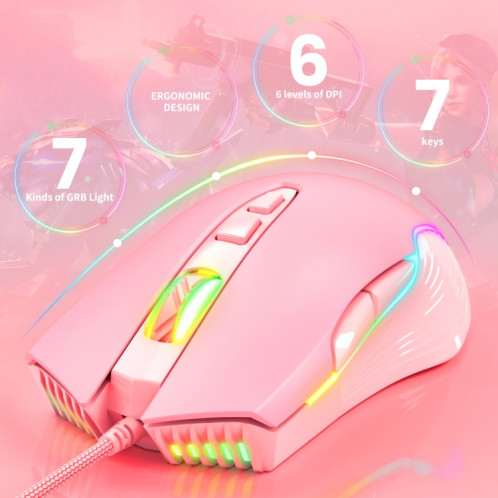 ONIKUMA CW905 RGB Éclairage Souris filaire (rose) SO401D1204-07