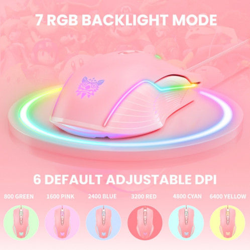 ONIKUMA CW905 RGB Éclairage Souris filaire (rose) SO401D1204-07