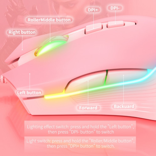 ONIKUMA CW905 RGB Éclairage Souris filaire (rose) SO401D1204-07