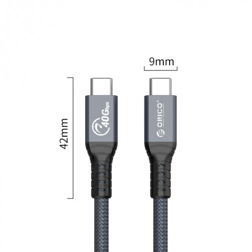 Thunderbolt ORICO 40GBPS 4 Câble de données USB-C / TPYE-C, Longueur du câble: 2M (gris) SO903A1401-08