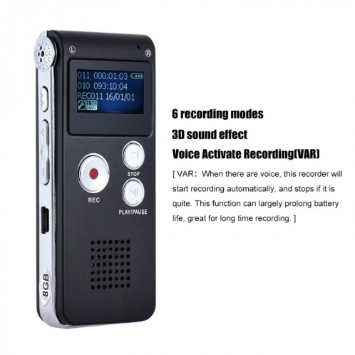 SK-012 32 Go USB Dictaphone Digital Audio Voice Recorder avec lecteur MP3 WAV Fonction var (gris) SH703B1152-07