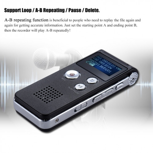 SK-012 32 Go USB Dictaphone Digital Audio Voice Recorder avec lecteur MP3 WAV Fonction var (gris) SH703B1152-07