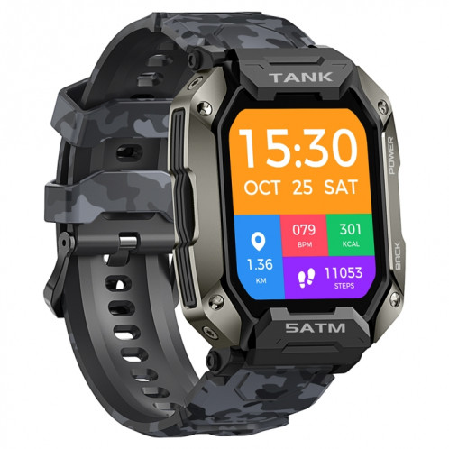 Tank M1 1.72 TFT Screen Watch Smart Watch, Support Surveillance du sommeil / Surveillance de la fréquence cardiaque (Camouflage Noir) SH901C137-07