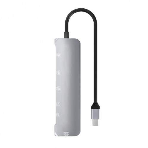 NK-3043 6 en 1 USB-C / Type-C à la fente de la carte TF / SD + 4 Adaptateur femelle USB (gris espace) SH601A1290-07