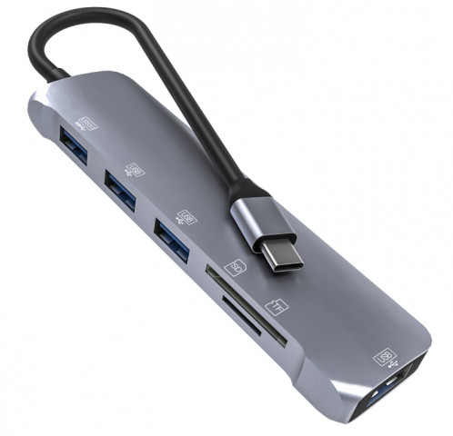 NK-3043H 6 en 1 USB-C / Type-C à la fente de la carte TF / SD + USB 3.0 + 3 USB 2.0 Adaptateur femelle SH67411354-07