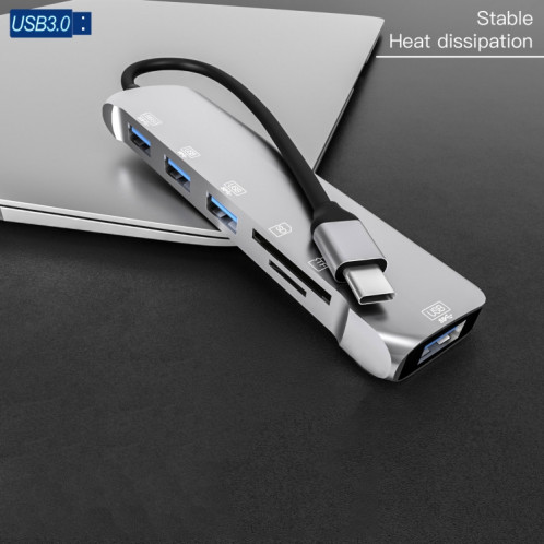 NK-3043H 6 en 1 USB-C / Type-C à la fente de la carte TF / SD + USB 3.0 + 3 USB 2.0 Adaptateur femelle SH67411354-07