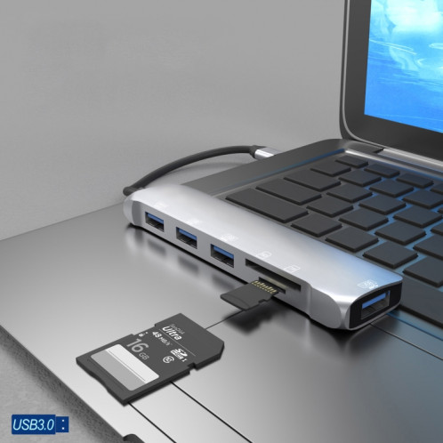 NK-3043H 6 en 1 USB-C / Type-C à la fente de la carte TF / SD + USB 3.0 + 3 USB 2.0 Adaptateur femelle SH67411354-07