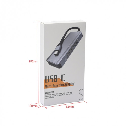 NK-3044 5 en 1 USB-C / TYPE-C à MS / M2 / CF / TF / SD Adaptateur de machines à sous (gris espace) SH801A60-06