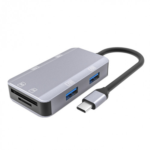 NK-3049 6 en 1 USB-C / Type-C à la fente de la carte TF / SD + 4 Adaptateur femelle USB (gris espace) SH001A516-07