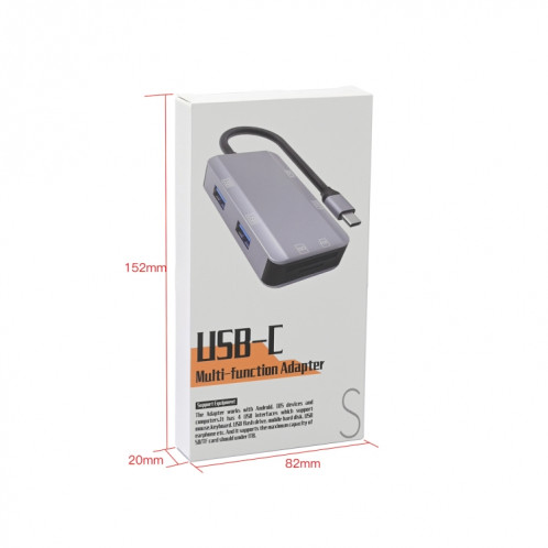 NK-3049 6 en 1 USB-C / Type-C à la fente de la carte TF / SD + 4 Adaptateur femelle USB (gris espace) SH001A516-07
