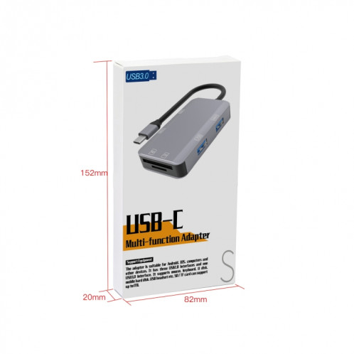 NK-3049H 6 en 1 USB-C / Type-C à la fente de la carte TF / SD + USB 3.0 + 3 USB 2.0 Adaptateur femelle (gris espace) SH501A1451-07
