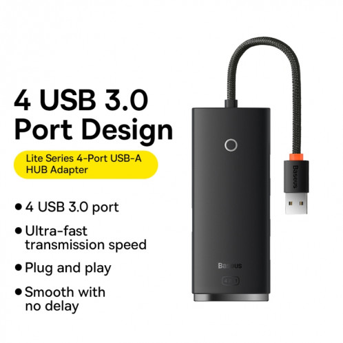 Adaptateur de moyeu USB-A de USB-A à USB-A à USB-A, Longueur du câble: 25cm (noir) SB301A835-08