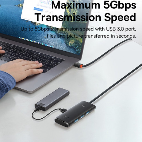 Adaptateur de moyeu USB-A de USB-A sur USB-A à USB-A, Longueur du câble: 1m (noir) SB302A1551-08