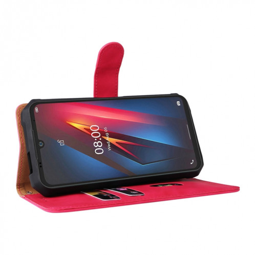 Pour Ulefone Armor 8 Skin Senteuse Boucle magnétique Cas de texture de texture de veau (Rose Rouge) SH404C526-07
