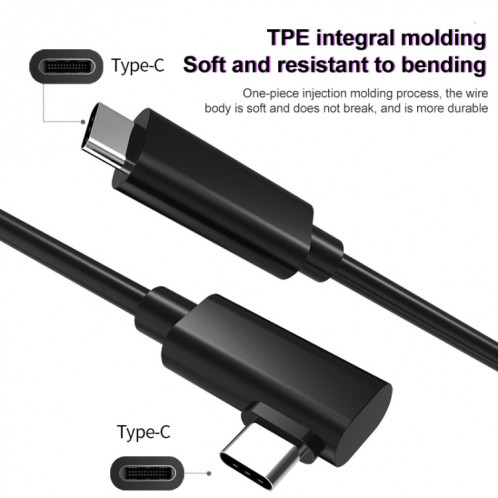 Homme USB à USB 3.2 Gen1 Type-C Câble de liaison VR Coude pour Oculus Quête 1/2, Durée du câble: 5m (noir) SH501A1741-07