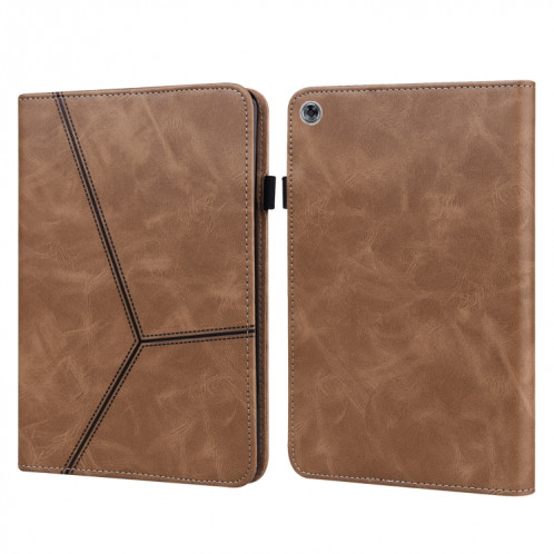 Pour Huawei MediaPad M5 Lite 10.1 Étui en cuir rayé en relief de couleur solide (brun) SH803A1010-07