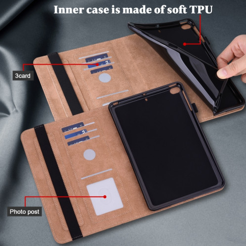 Pour Huawei MediaPad M5 Lite 10.1 Étui en cuir rayé en relief de couleur solide (brun) SH803A1010-07