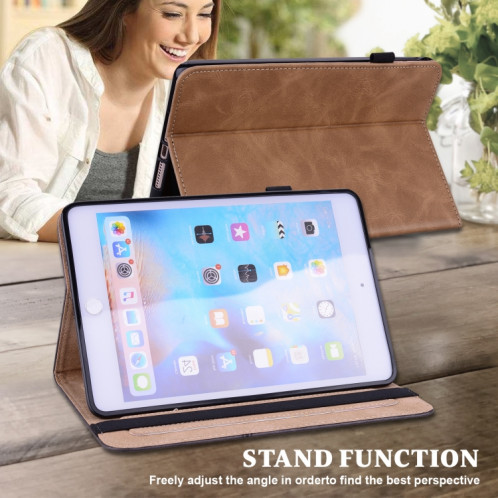 Pour Huawei MediaPad M5 Lite 10.1 Étui en cuir rayé en relief de couleur solide (brun) SH803A1010-07