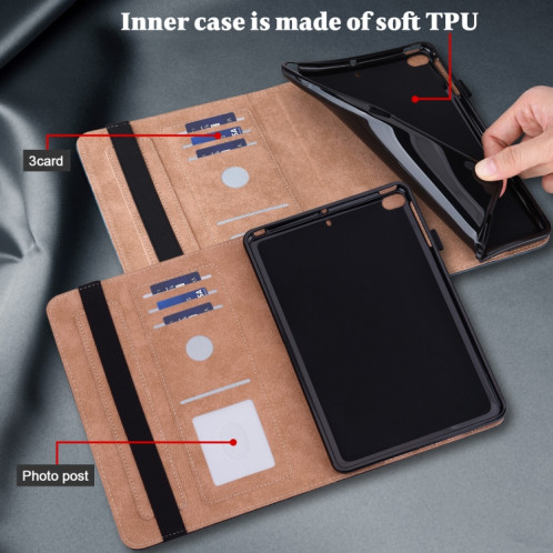 Pour Huawei MediaPad M5 Lite 10.1 Étui en cuir rayé en relief de couleur solide (bleu) SH803B1582-07