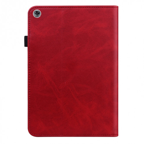 Pour Huawei MediaPad M5 Lite 10.1 Étui en cuir rayé en relief de couleur solide (rouge) SH803C1288-07
