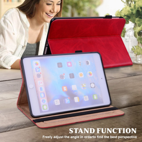 Pour Huawei MediaPad M5 Lite 10.1 Étui en cuir rayé en relief de couleur solide (rouge) SH803C1288-07